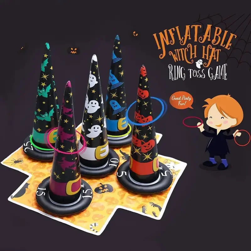 Halloween ring toss game set with inflatable witch hat - the perfect choice for indoor and outdoor parties