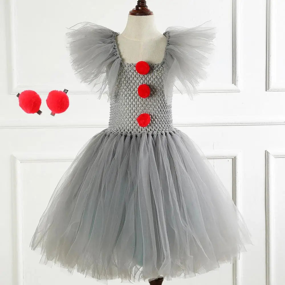 Halloween Clown Costume for Girls Halloween Cosplay Princess Dress Stylish and Cute Costume Props for Parties Daily and Going