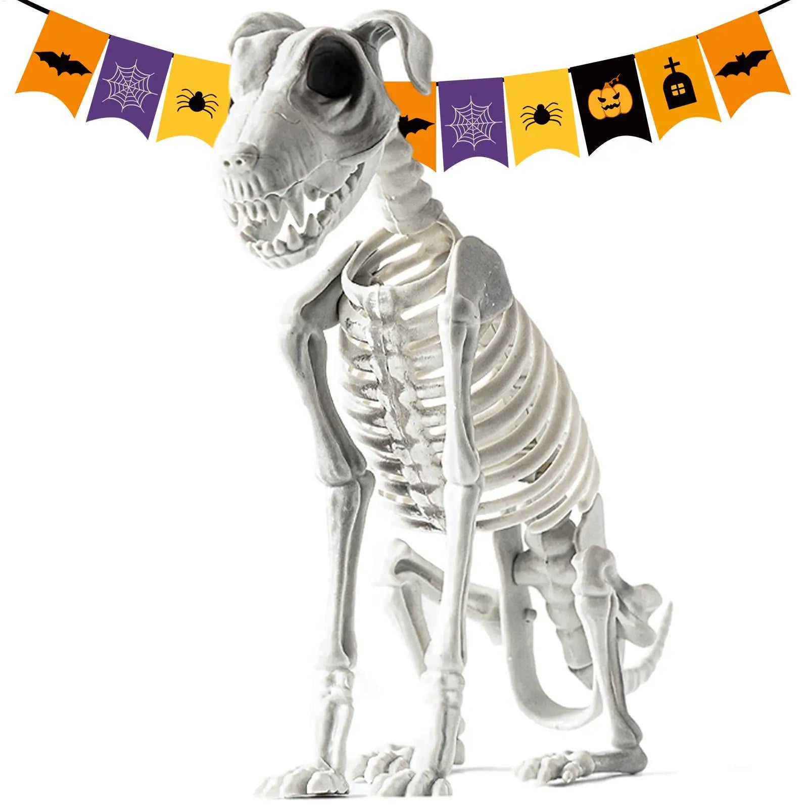 Halloween Skeleton Dog Spooky Skeleton Animal Realistic Halloween Skeleton Dog Statue Skull Bone Art Ornaments for Party Haunted