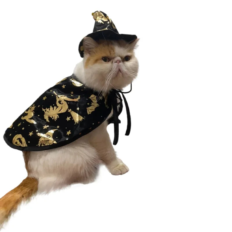Pet Halloween Costumes Dogs Cats Halloween Witch Pet Costume Cape Hat Halloween Vampire Cloak Wizard Cat Cosplay Clothes Apparel