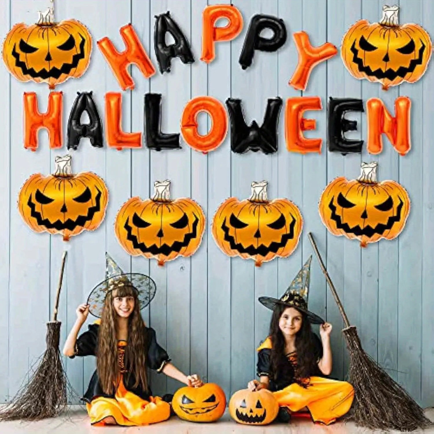 Happy Halloween Balloons Letters Scary Pumpkin Balloons Spooky Pumpkin Foil Balloons for Halloween Party Festival Decorations
