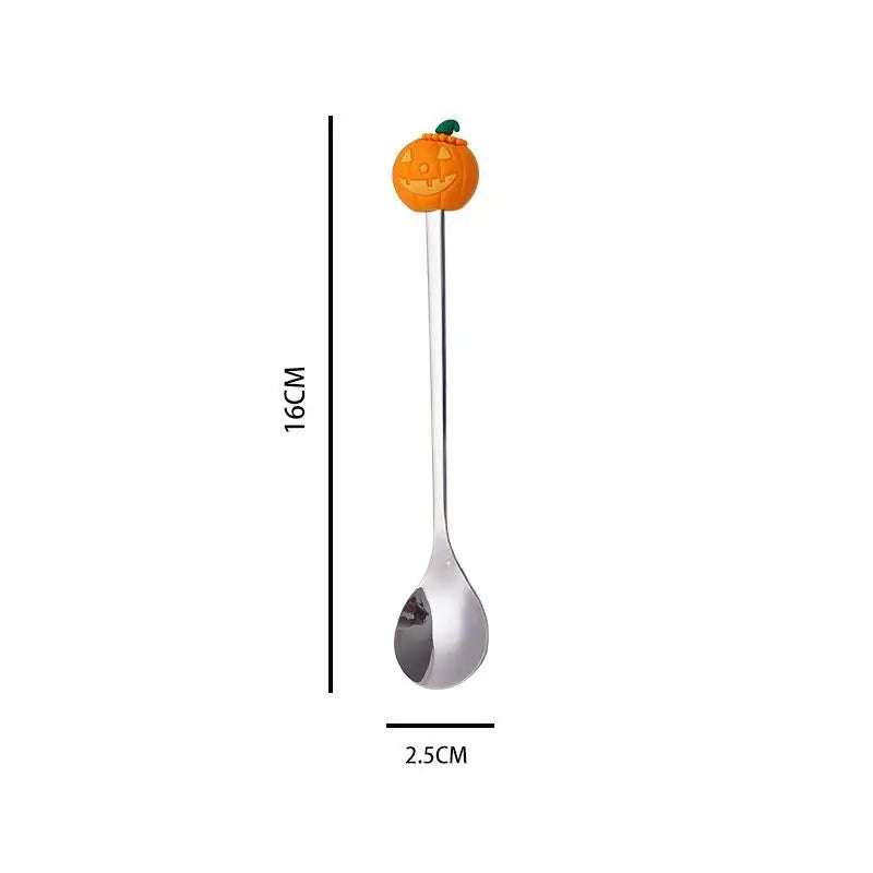 Halloween Tableware Stainless Steel Coffee Spoon Halloween Dessert Spoon Fruit Fork Theme Party Tableware Set