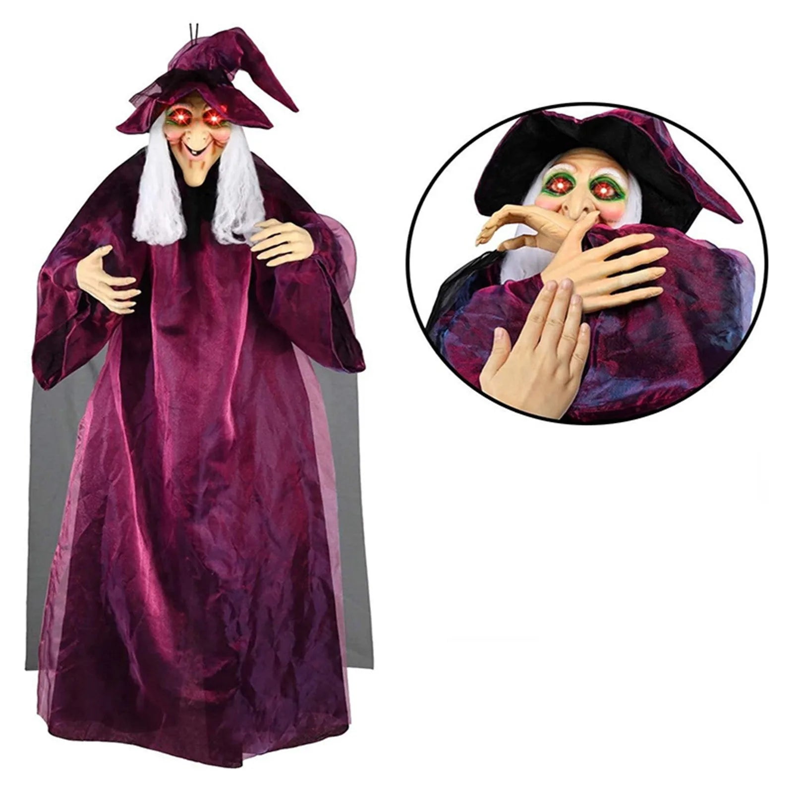 Halloween Decoration Voice Control Witch Large Hanging Luminous Soundmaking Bar House Horror Decor Scary Haunted House Props