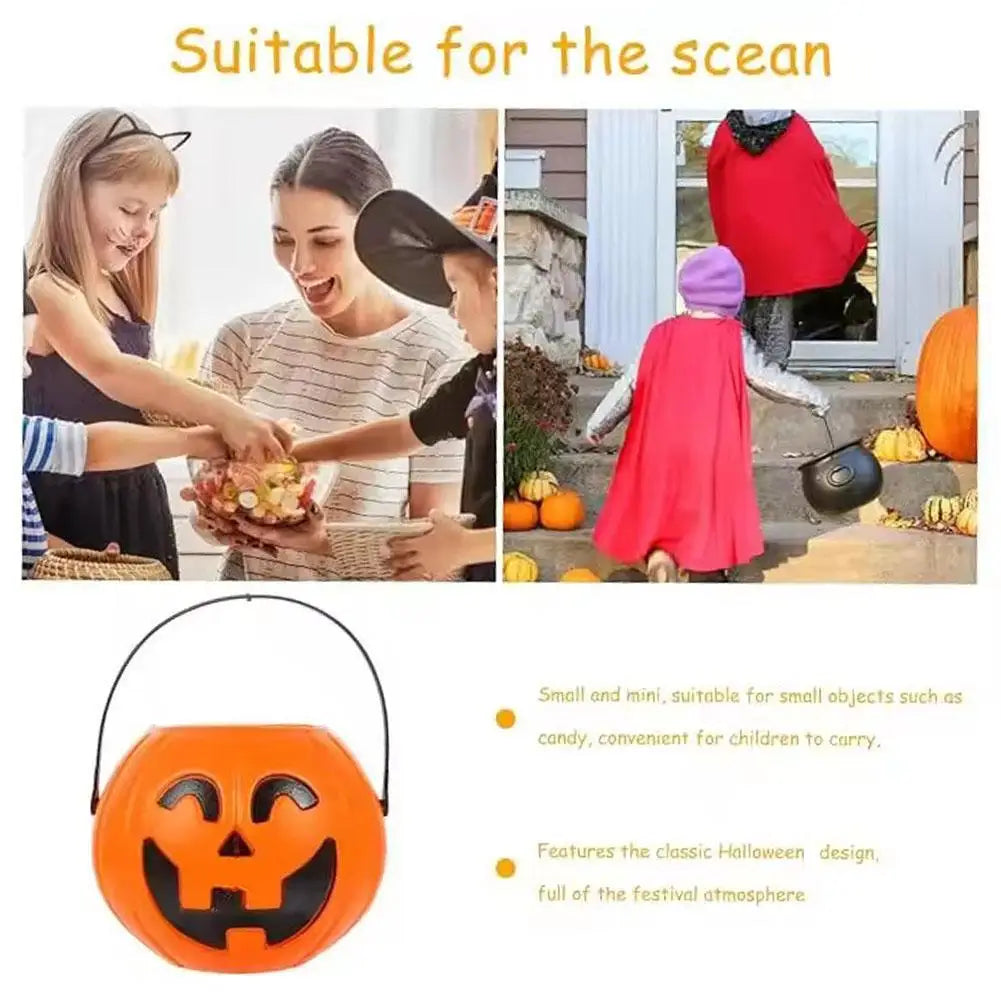 Halloween Pumpkin Treat Pail Portable Jack-O-Lantern Buckets Trick Or Treat Decoration For Kids Halloween Party Favors Room Deco