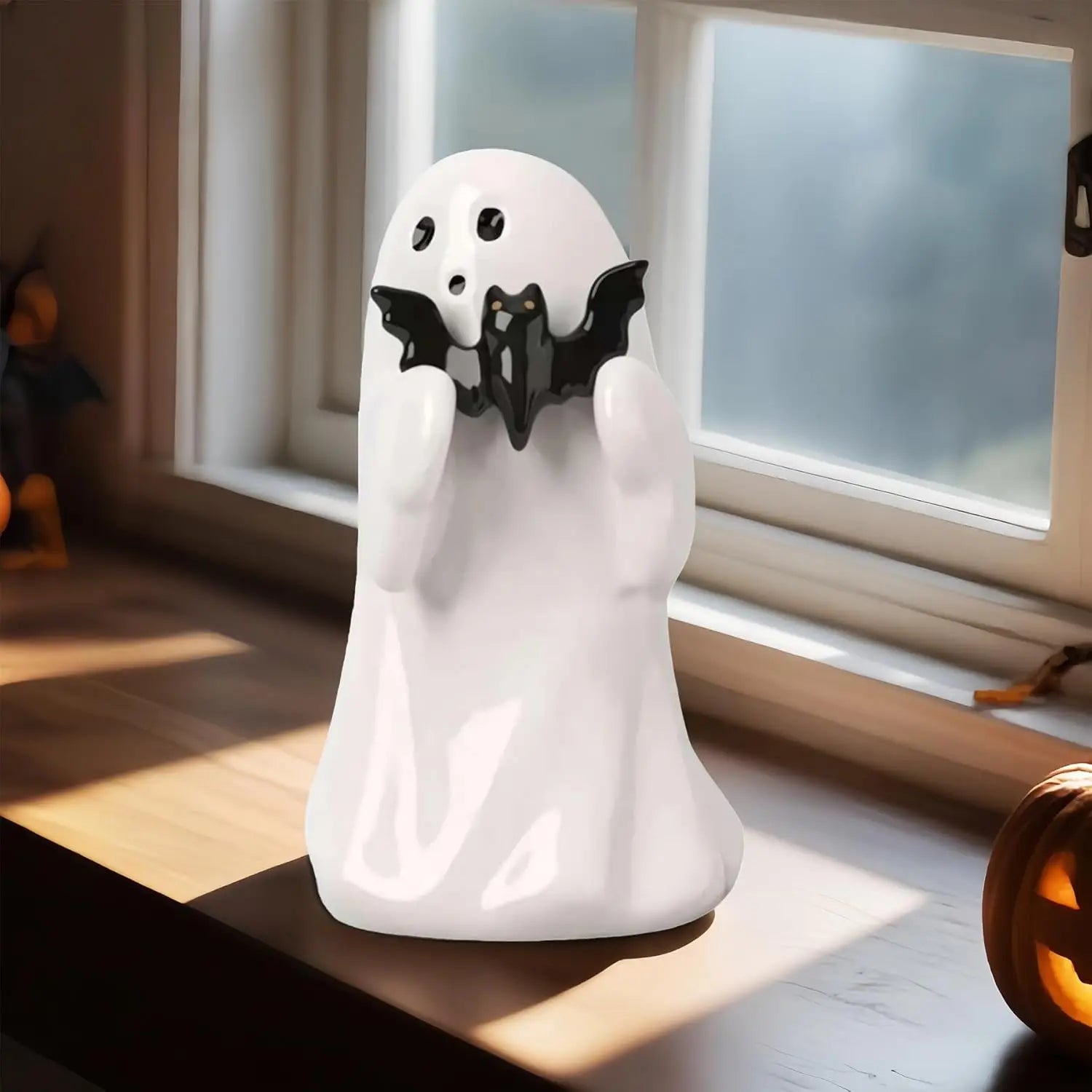 Halloween Cute Ghost Statue Creative  Crafts  Suitable For Party Scene   Home Living Room Bedroom Office Desktop Decoration ﻿