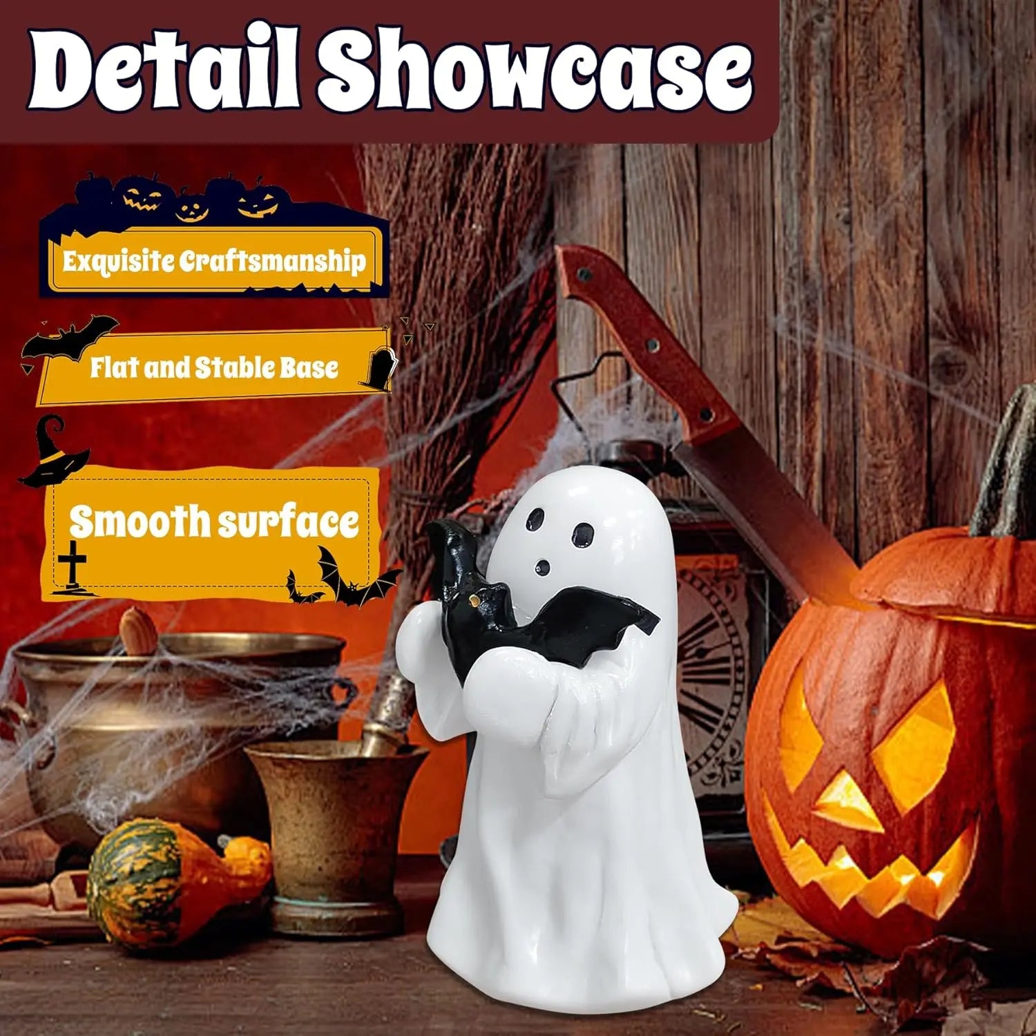 Halloween Cute Ghost Statue Creative  Crafts  Suitable For Party Scene   Home Living Room Bedroom Office Desktop Decoration ﻿