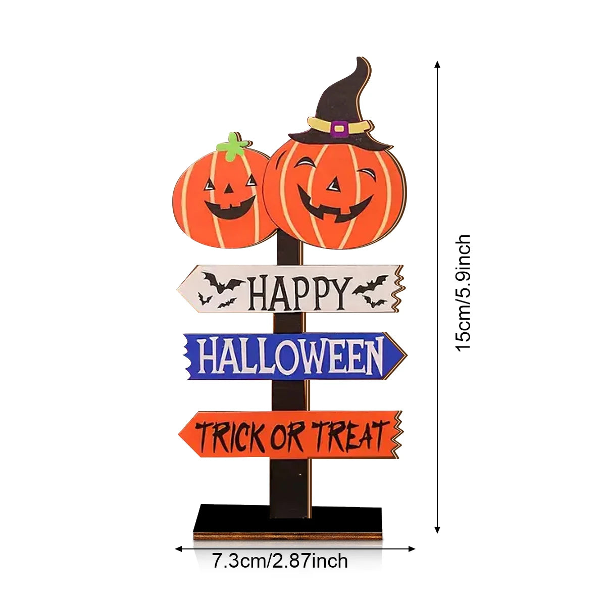 Halloween Wooden Sign Decor with Pumpkins - "Happy Halloween" & "Trick or Treat"