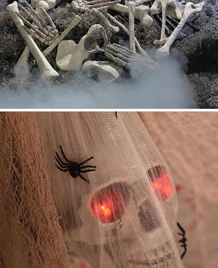 Halloween Skeleton Bones Simulation Plastic White Bone Decoration Set For Haunted House Graveyard Scene Escape Room Party Props