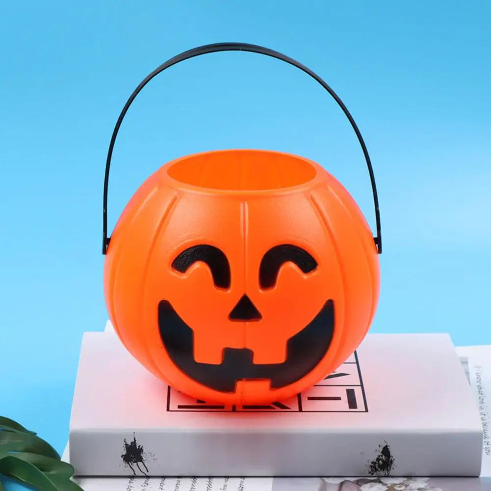 Halloween Pumpkin Treat Pail Portable Jack-O-Lantern Buckets Trick Or Treat Decoration For Kids Halloween Party Favors Room Deco