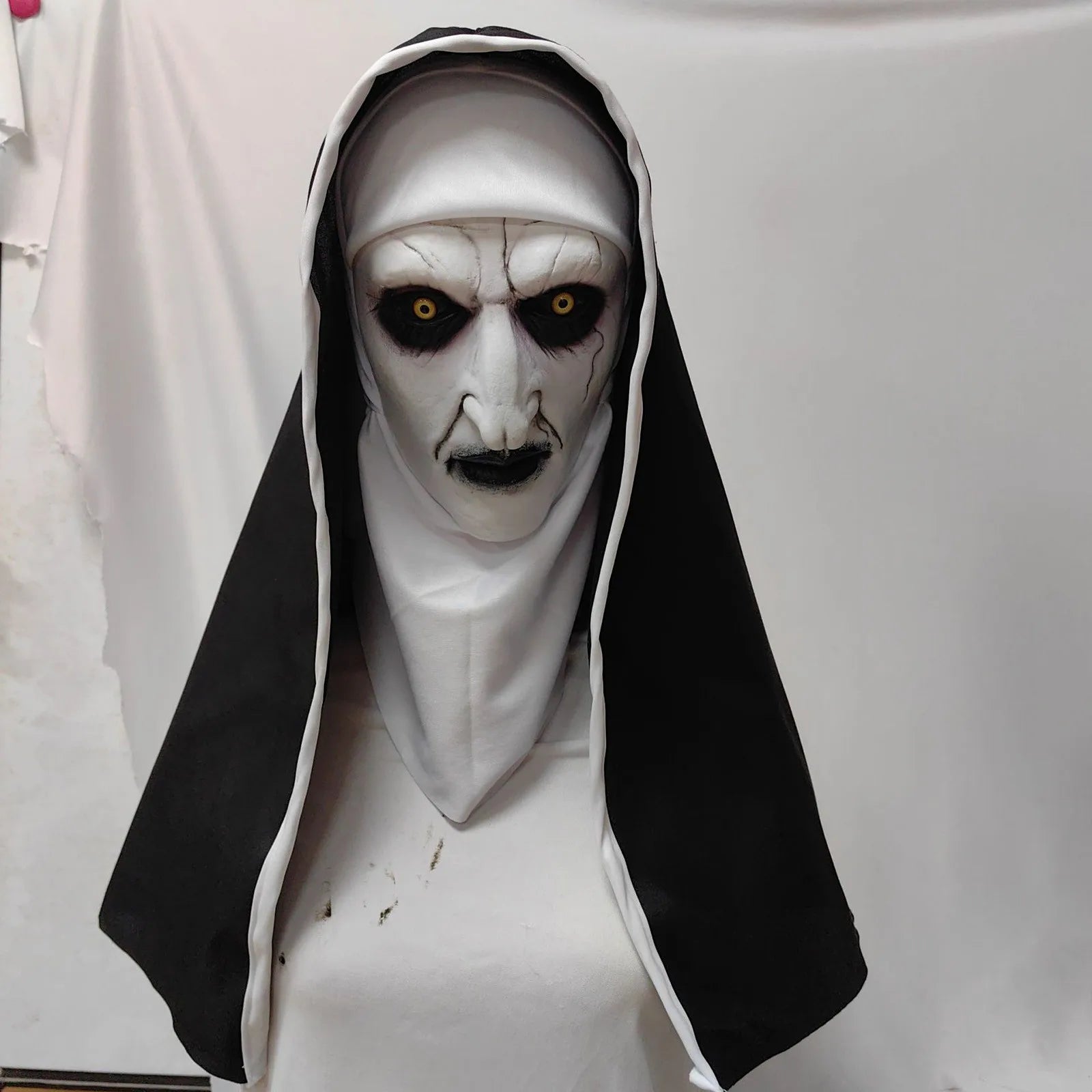 Halloween Horror Nun Mask Role Play Horror Bloody Horror Demon Ghost Face Latex Mask With Headscarf Party Costume Props Luxury