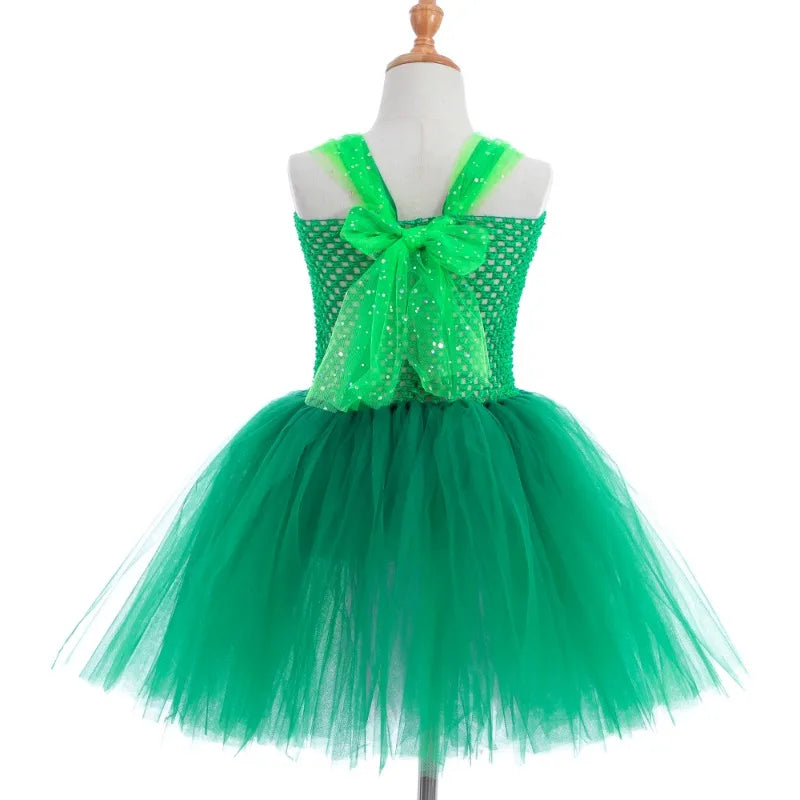 Halloween Children Costume Tulle Dress Girls Cosplay Vestidos Party Evil Queen Mesh Princess Dress Kids Crow Wand