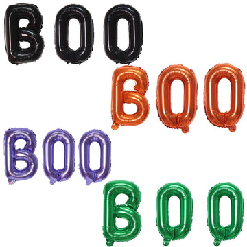 Halloween Ghost Balloons 16inch Set Black Purple BOO Foil Balloon for Halloween Themed Party Decoration Supplies
