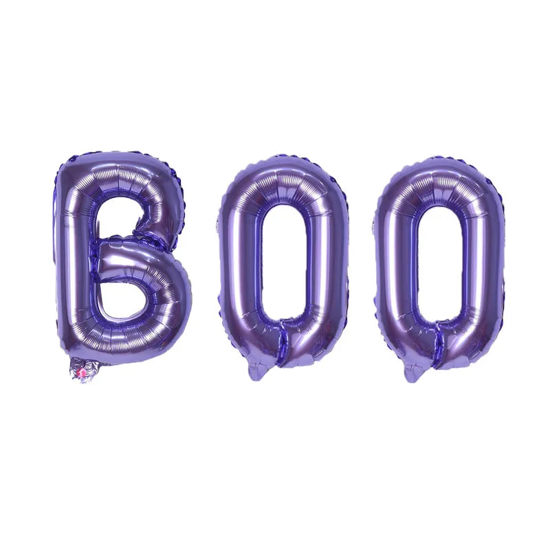 Halloween Ghost Balloons 16inch Set Black Purple BOO Foil Balloon for Halloween Themed Party Decoration Supplies