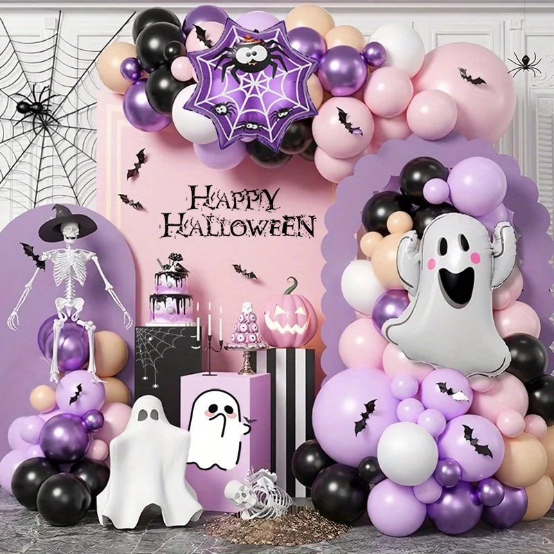 113 Pieces Halloween Balloon Arch Set for Halloween Theme Party Birthday Bash Escape Room and Many Other Occasions