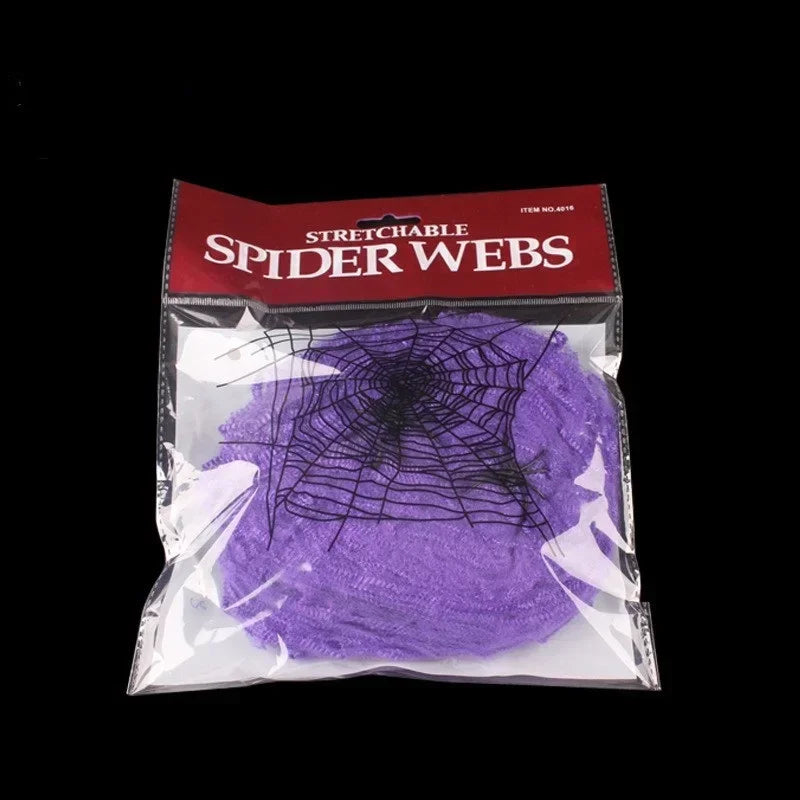 Halloween Decoration: Artificial Super Stretching Spider Web and Fake Spiders, Terrifying Party Scene Decoration