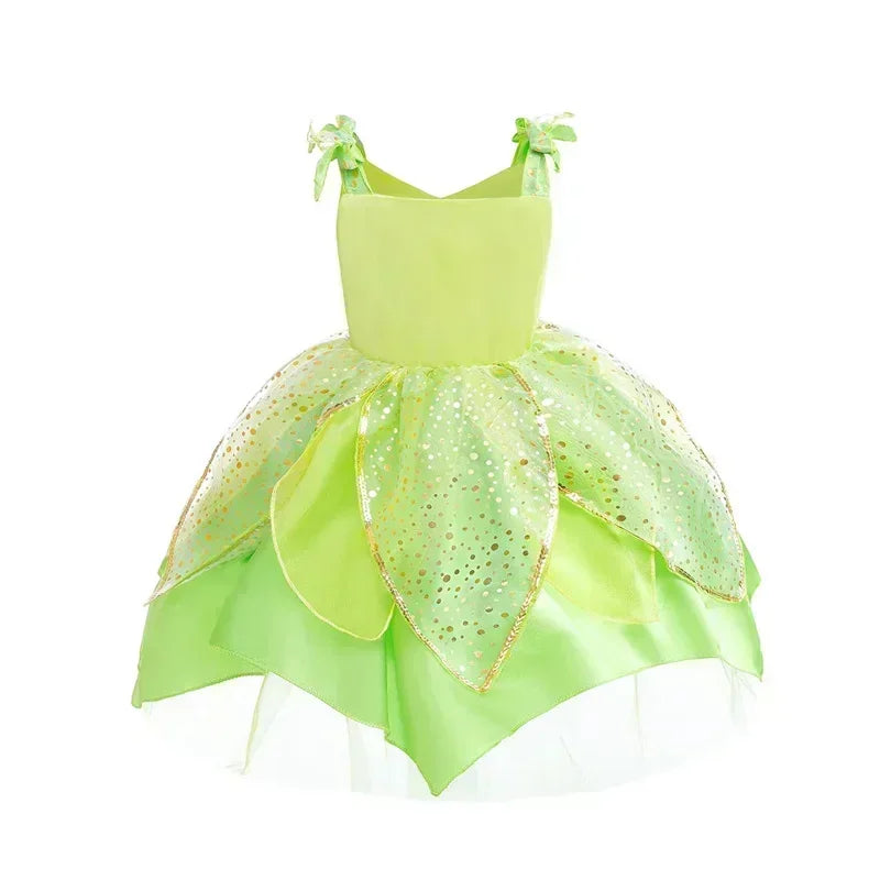 2025 Halloween New Girls Tinker Bell Costume Halloween Costume for Kids Green Tinkerbell Fancy Dress Fairy Princess Cosplay