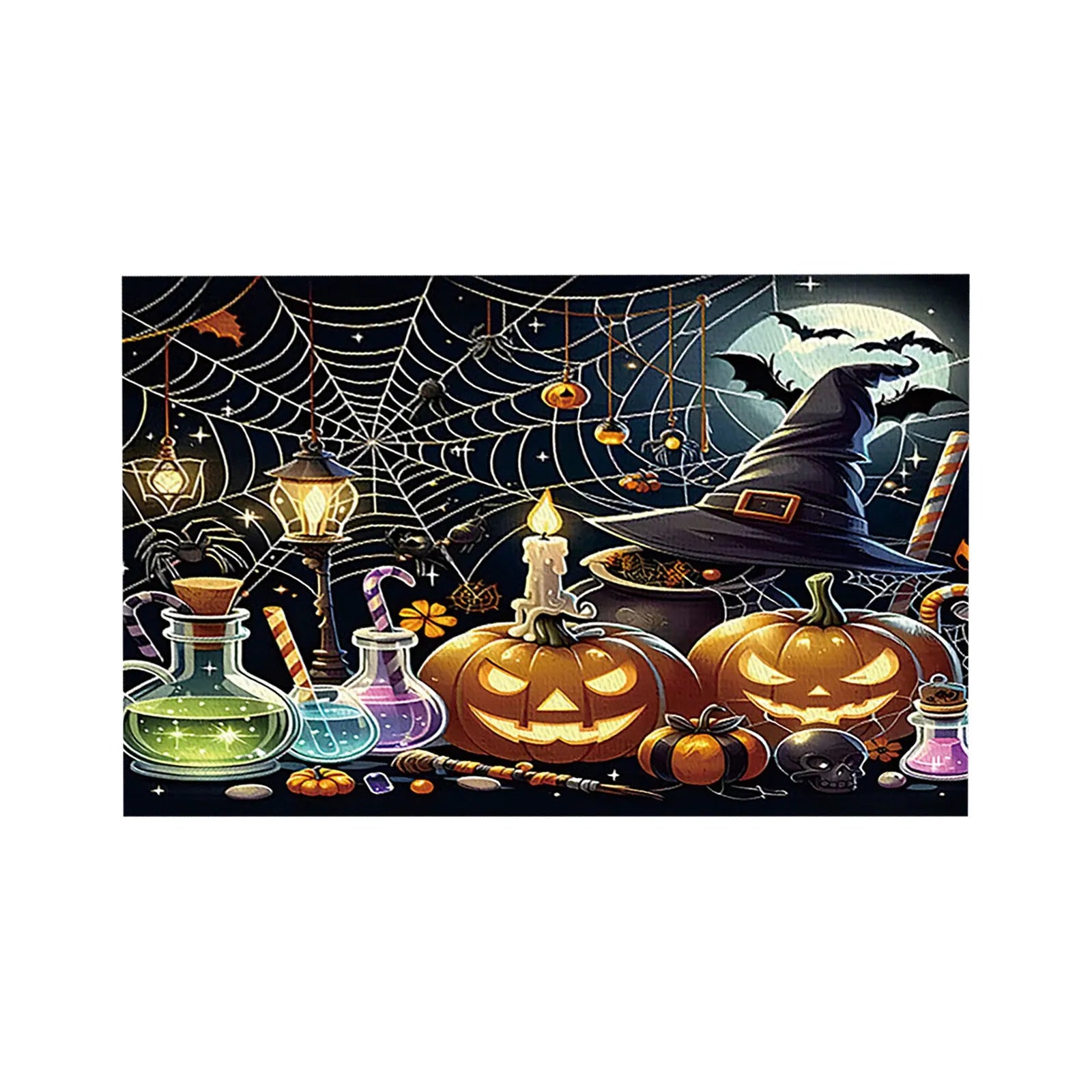 Halloween Table Placemats Linen Ghost Festival Atmosphere Table Mat Bat Pumpkin Spider Web Dining Table Decorations