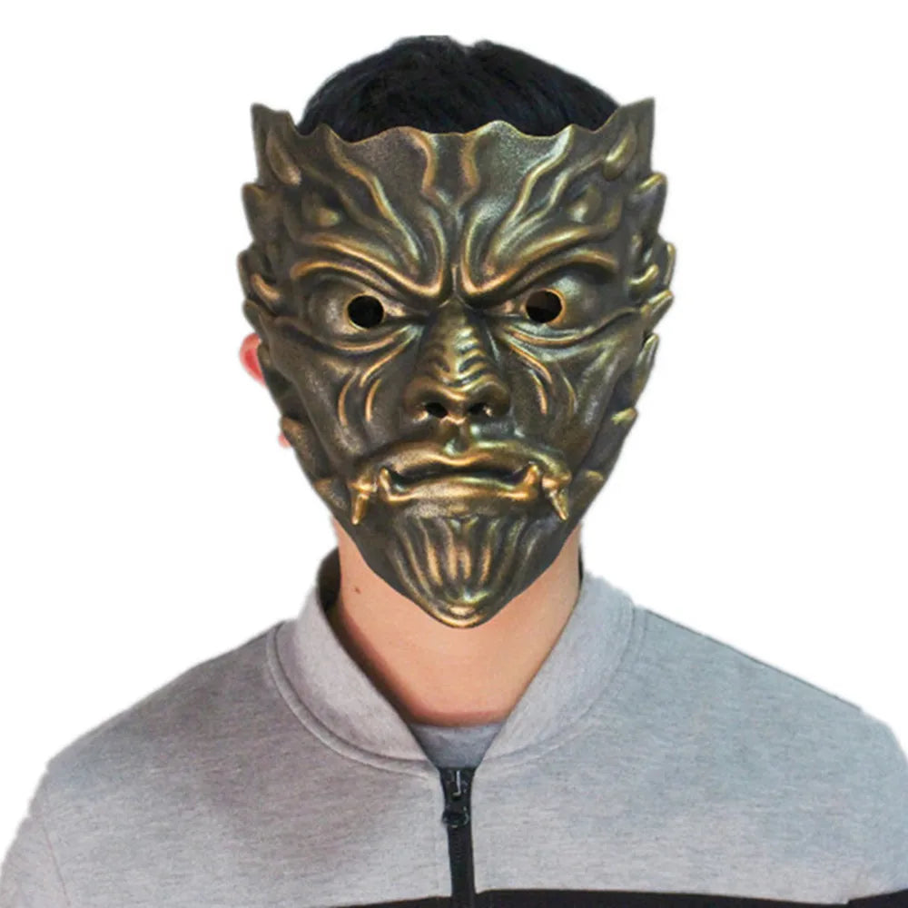 Halloween Mask, Ancient Costume, Armor, Resin Mask, Adjustable to Wear Party Role Playing Mask