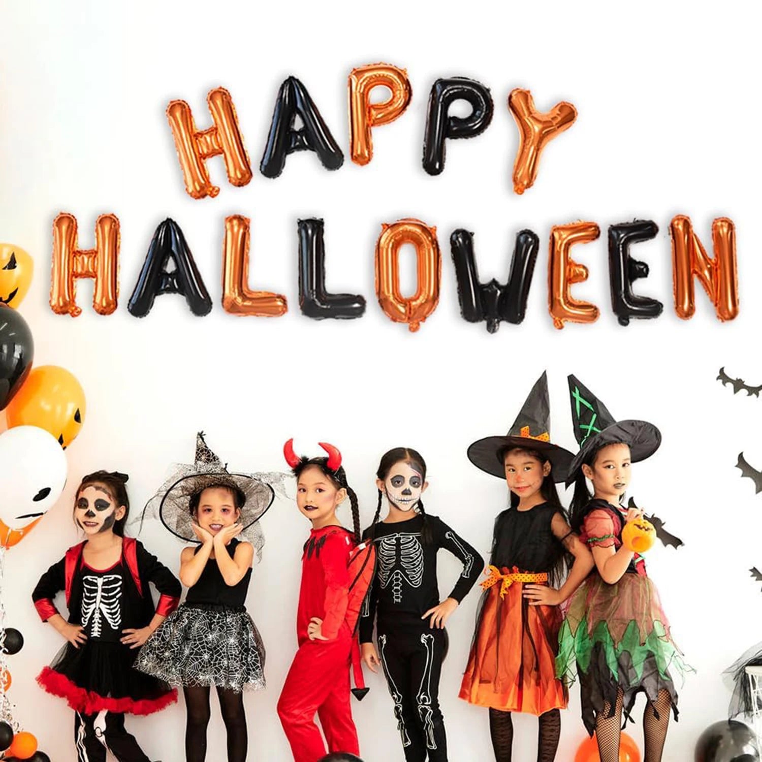 Happy Halloween Balloons Letters Scary Pumpkin Balloons Spooky Pumpkin Foil Balloons for Halloween Party Festival Decorations