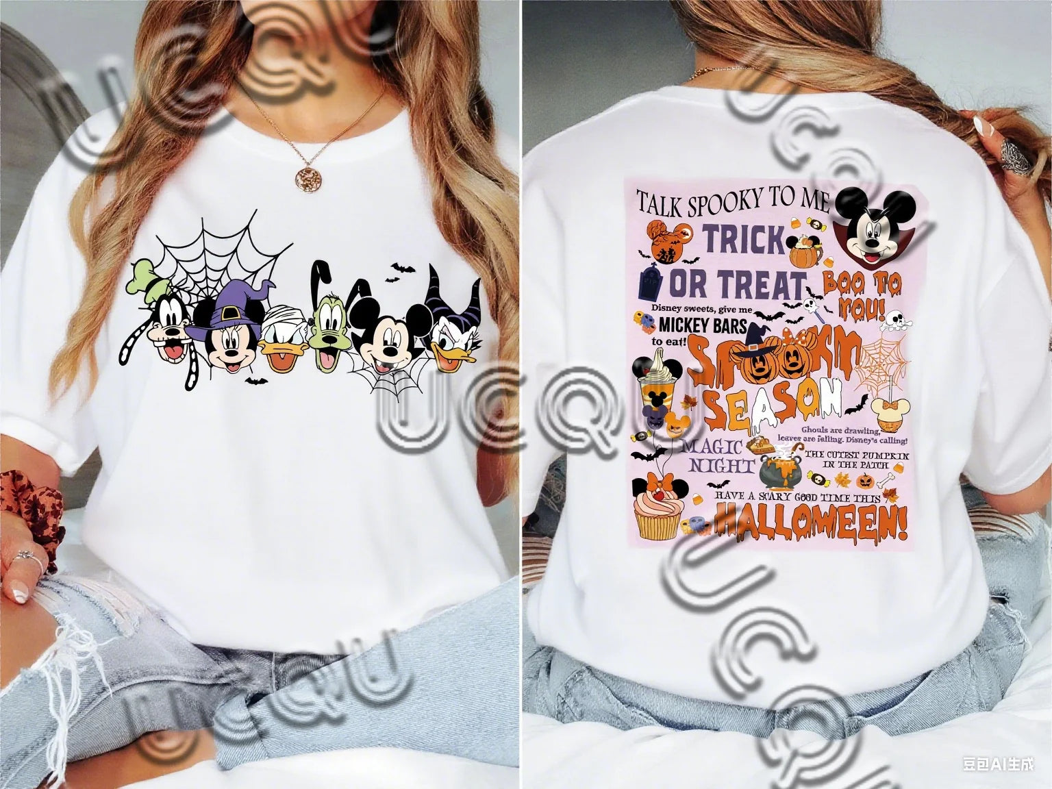 Trick Or Treat  Mickey And Friends Halloween T-Shirt Trip Women's Short Sleeve  Pumpkin Season Tees Tops