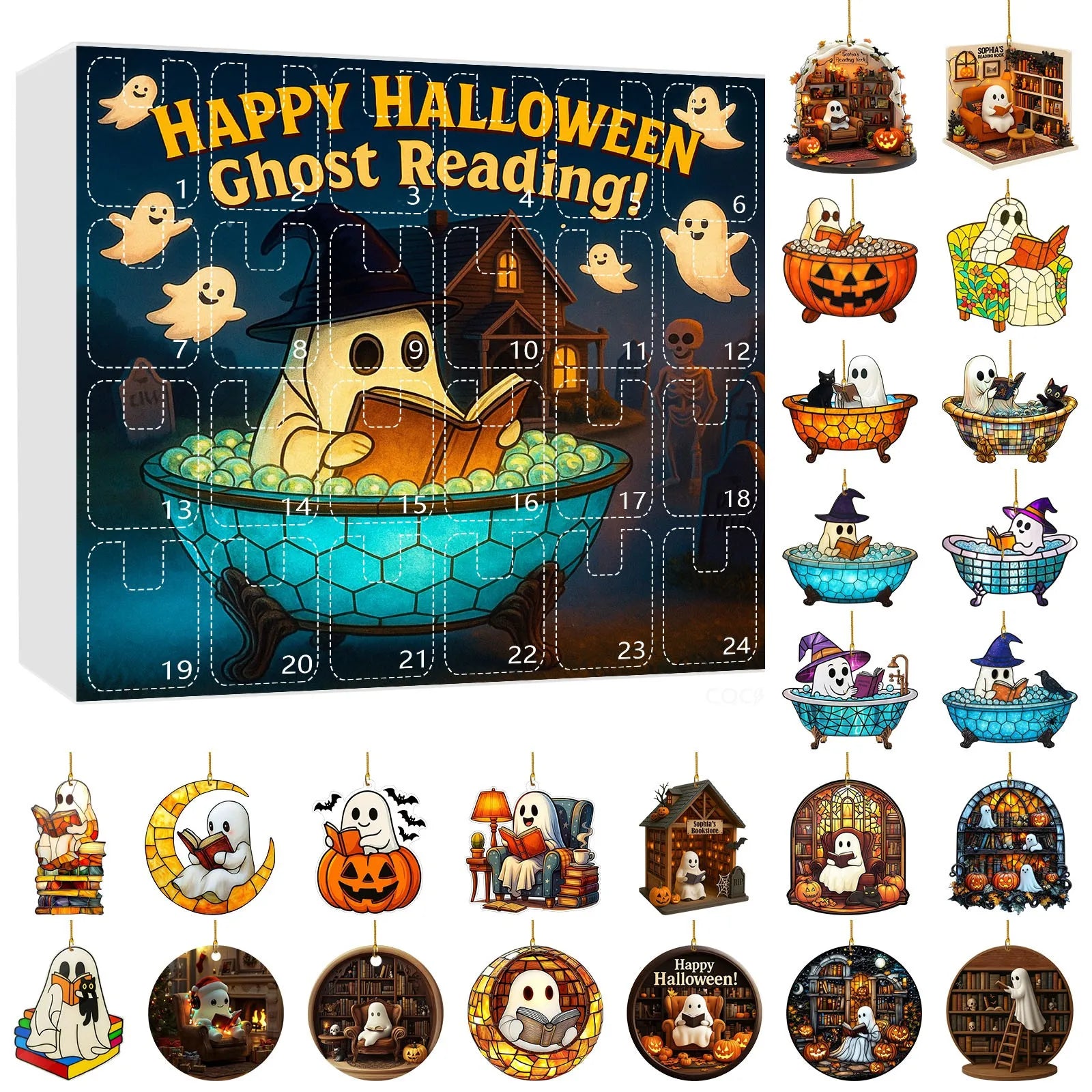 Halloween Ghost Countdown Calendar 2D Hanging Decor Creative Surprise Blind Box Spooky Party Activity Fun Holiday Gift Set
