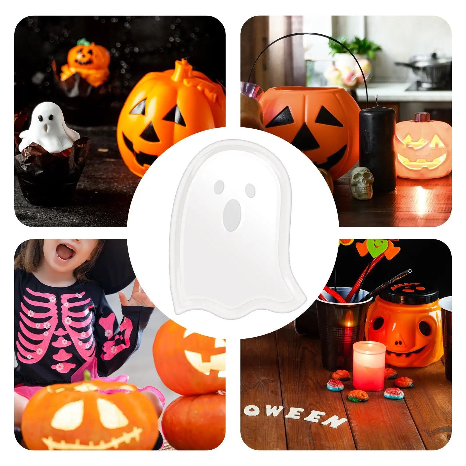 Halloween Serving Tray Table Supplies Halloween Decoration Fruit Bowl Snack Plate for Candy Fruits Snacks Cookies Kitchen