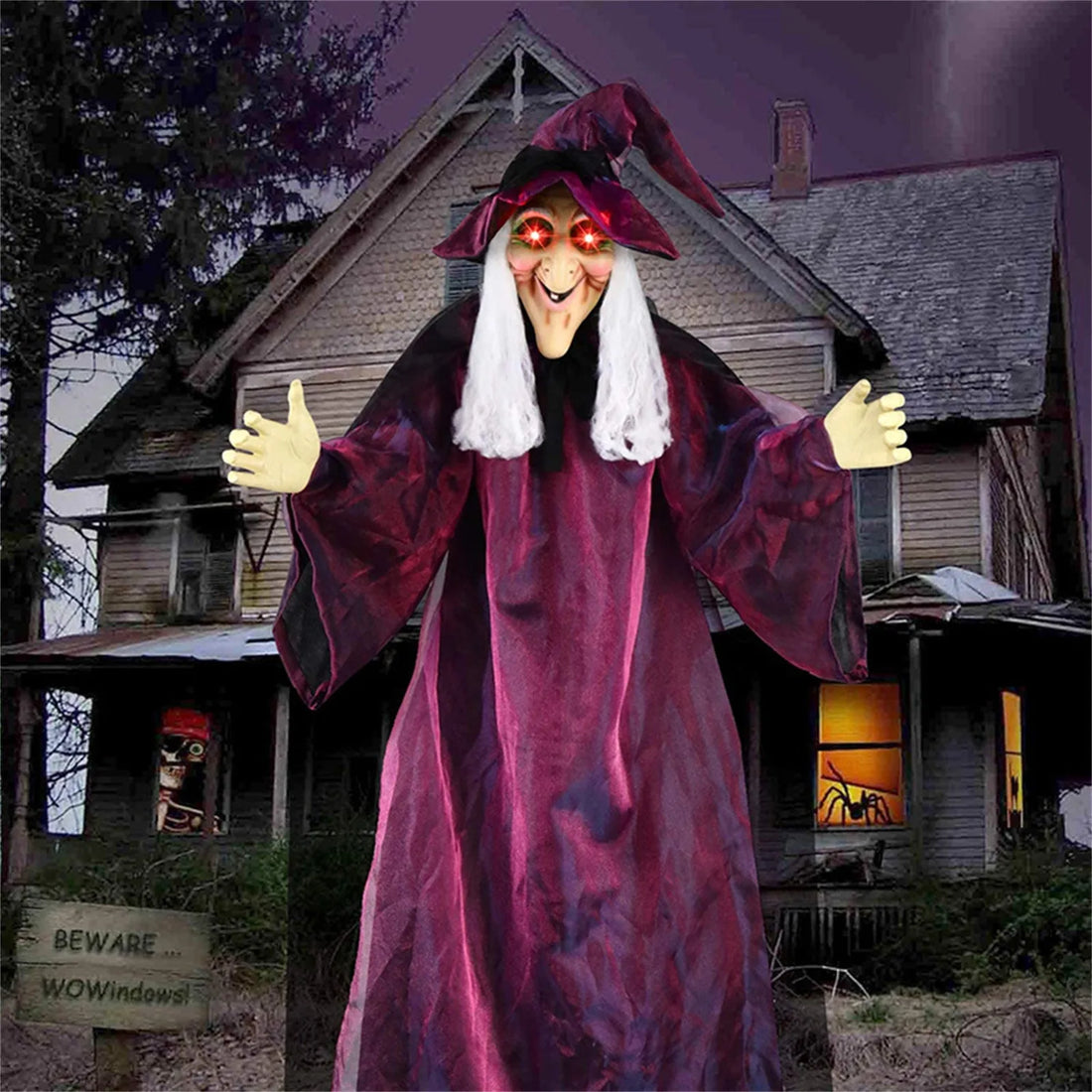 Halloween Decoration Voice Control Witch Large Hanging Luminous Soundmaking Bar House Horror Decor Scary Haunted House Props