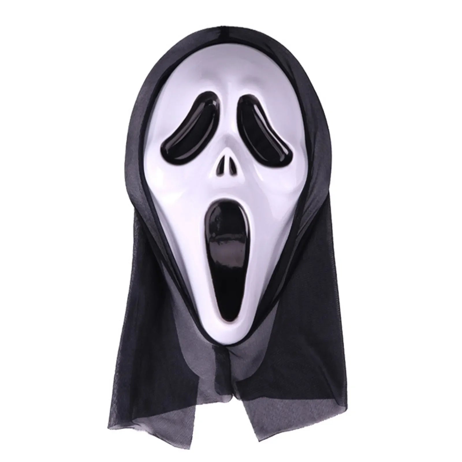 halloween decorations Mask With Shroud, Halloween Scream Mask Full Head Masks Scary Masks Party Horror Costume Accessory