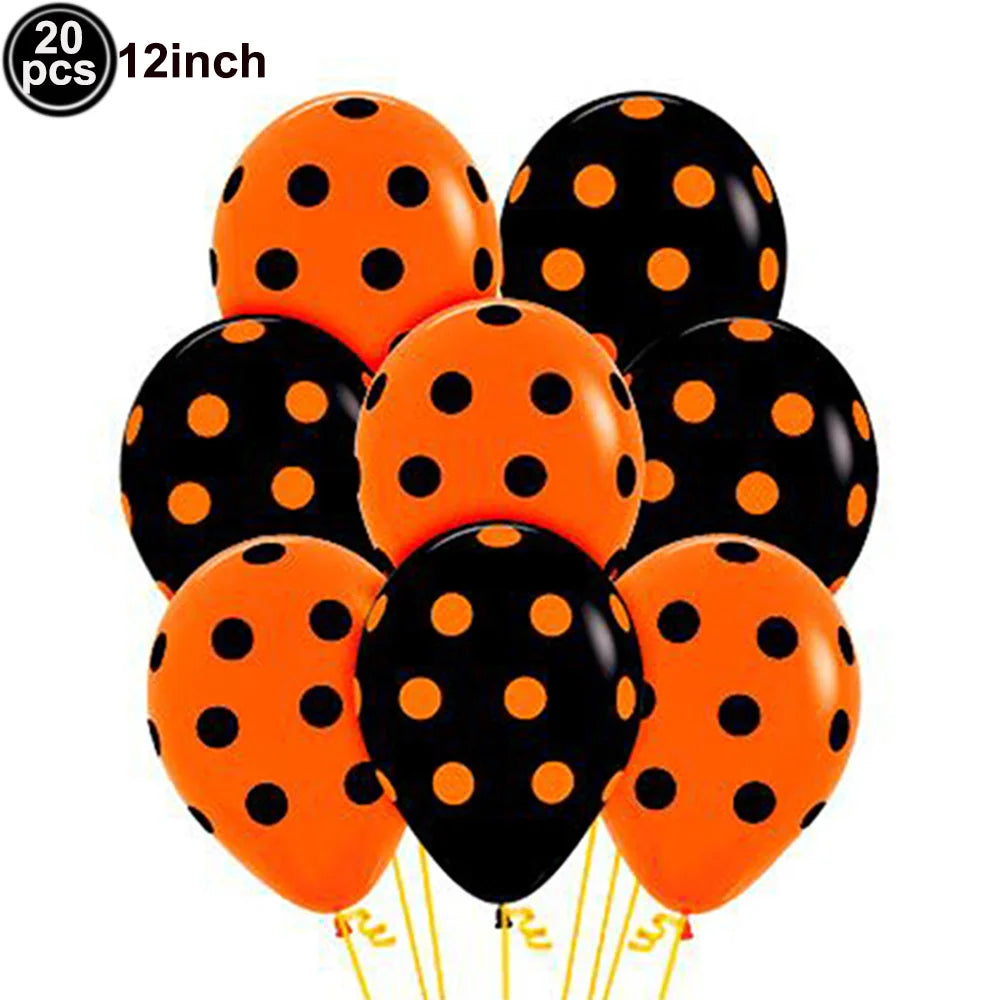 18pcs 12inch Halloween Latex Balloons for Happy Halloween Birthday Party Decoration Orange Black Pumpkin Skull Party Balloons