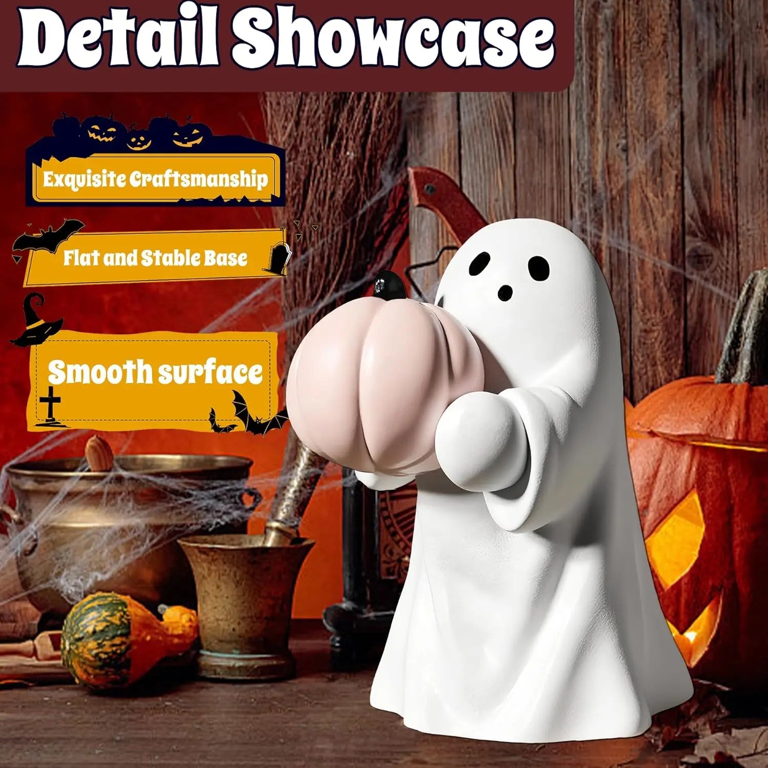 Halloween Cute Ghost Statue Creative  Crafts  Suitable For Party Scene   Home Living Room Bedroom Office Desktop Decoration ﻿