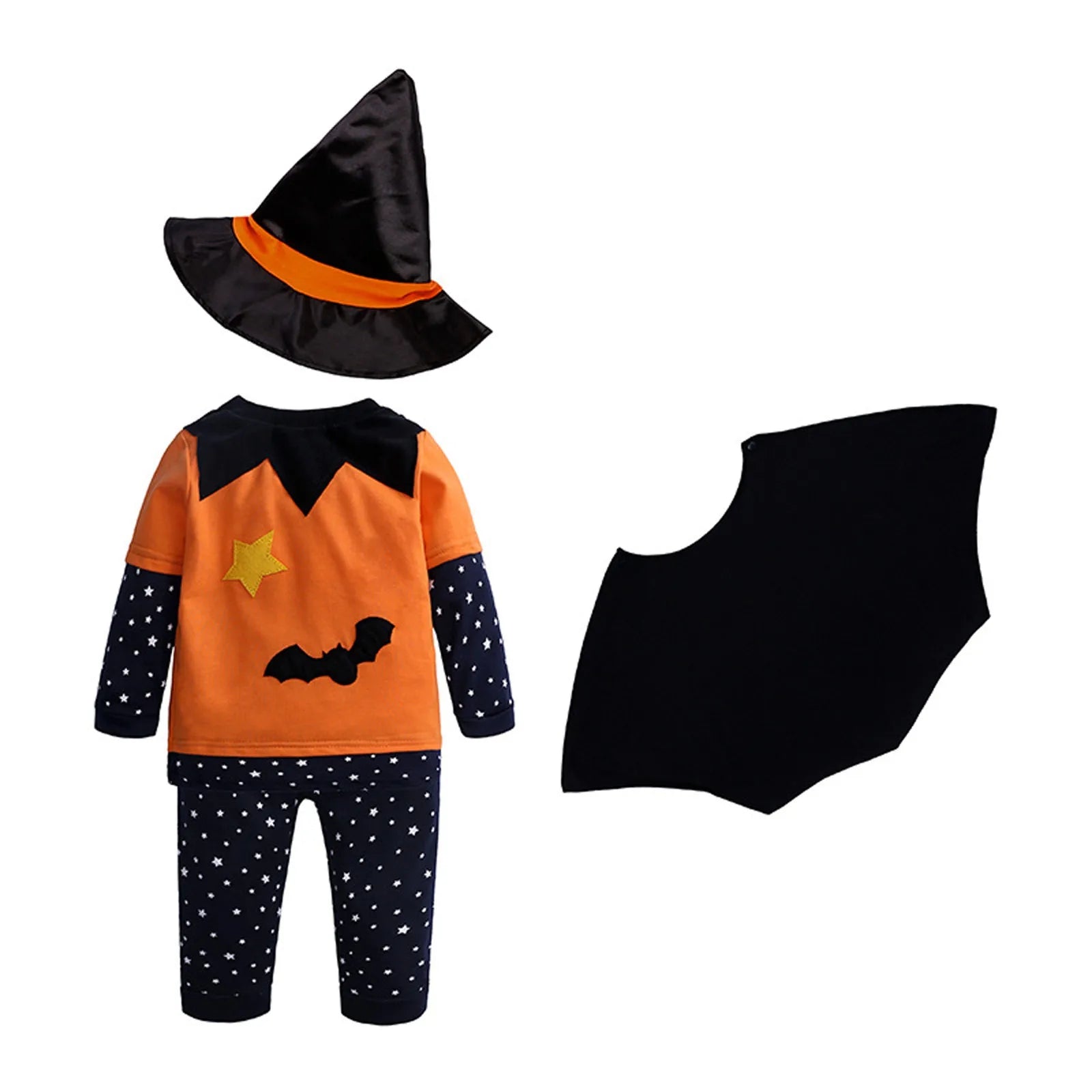 ‌Baby Halloween Costume Set Cute Pumpkin Outfit With Cape Toddler Jack O Lantern Pants Hat And Top For Boys Girls Party
