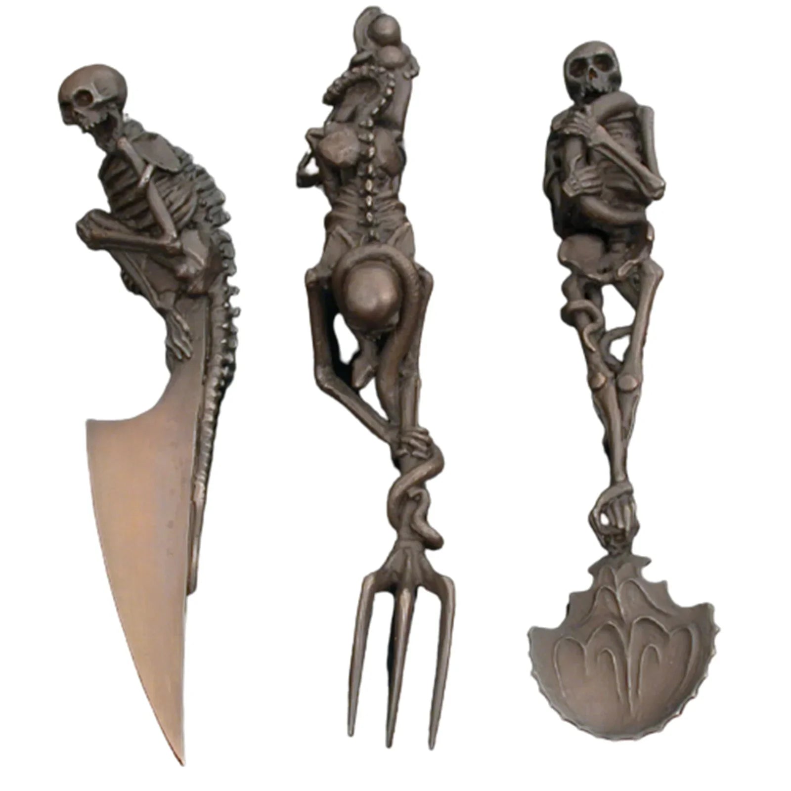 Halloween Skeletal Cutlery Sets Metal Crafts Skull Tableware Creativity Skeleton Fork Spoon Funny Tableware Halloween Gift