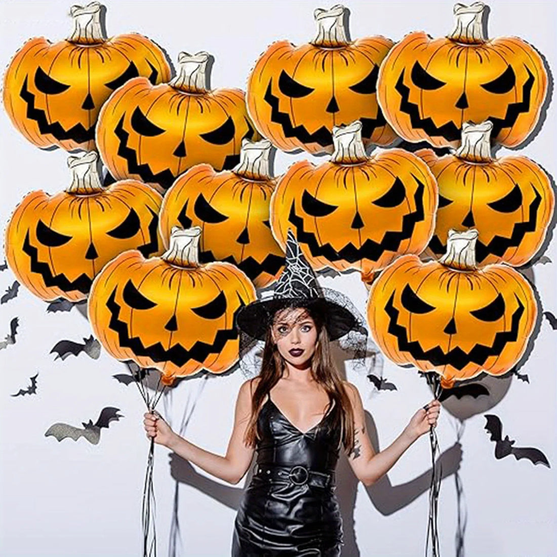 Happy Halloween Balloons Letters Scary Pumpkin Balloons Spooky Pumpkin Foil Balloons for Halloween Party Festival Decorations