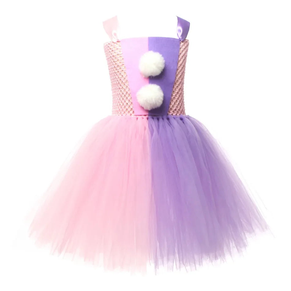 Halloween Costume For Kids Gray Girls Tutu Dress Kids Cosplay Scary Clown Costume Girl Carnival Masquerade Party Dress Up 2-12Y