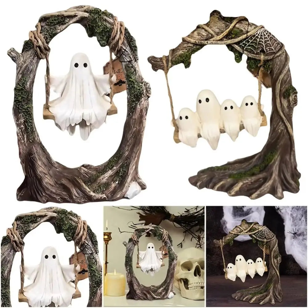 Halloween Themed Halloween Swing Ghost Ornament Handicraft Statue Spooky Ghosts Decor Model Collectible