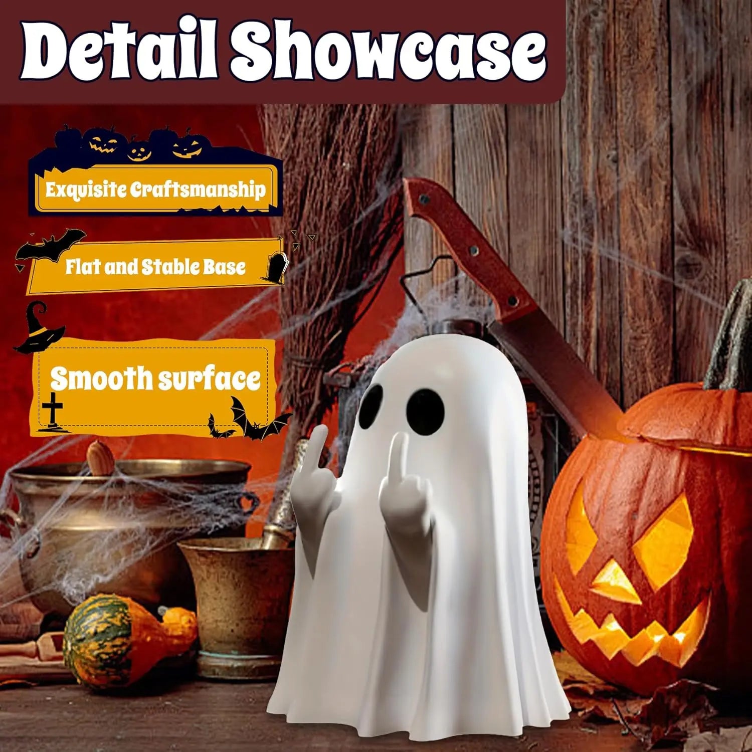Halloween Cute Ghost Statue Creative  Crafts  Suitable For Party Scene   Home Living Room Bedroom Office Desktop Decoration ﻿