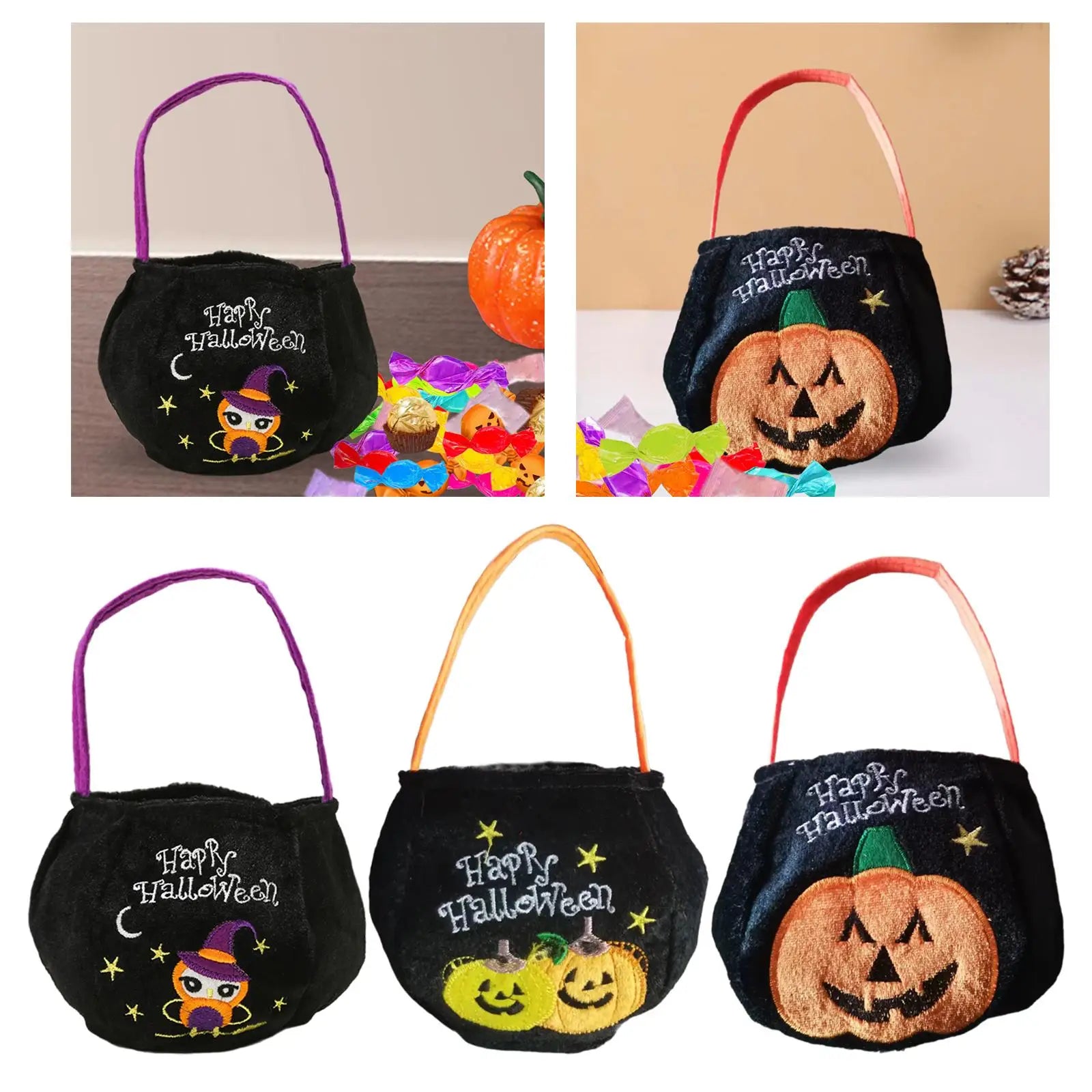 Trick or Treat Tote Bag Reusable Multipurpose Snack Grocery Bag Halloween Treat Bag Halloween Candy Basket Tote Gift Bucket