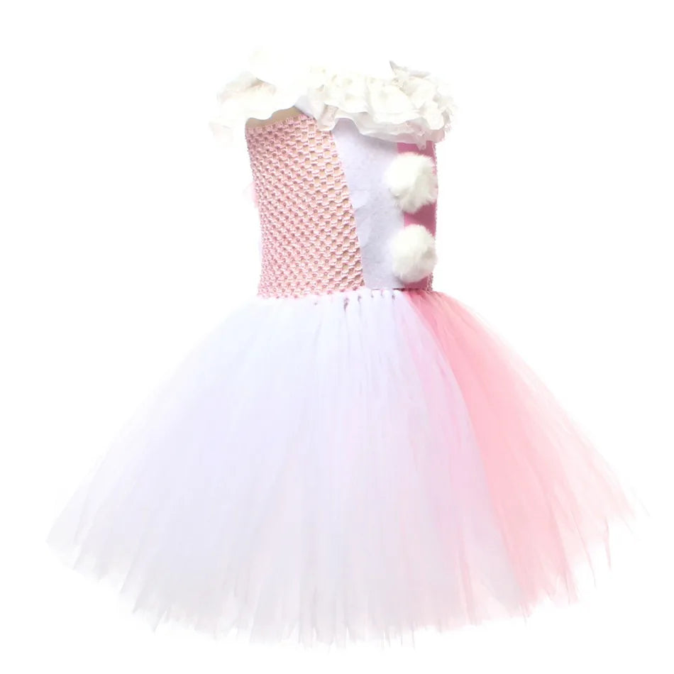 Halloween Costume For Kids Gray Girls Tutu Dress Kids Cosplay Scary Clown Costume Girl Carnival Masquerade Party Dress Up 2-12Y