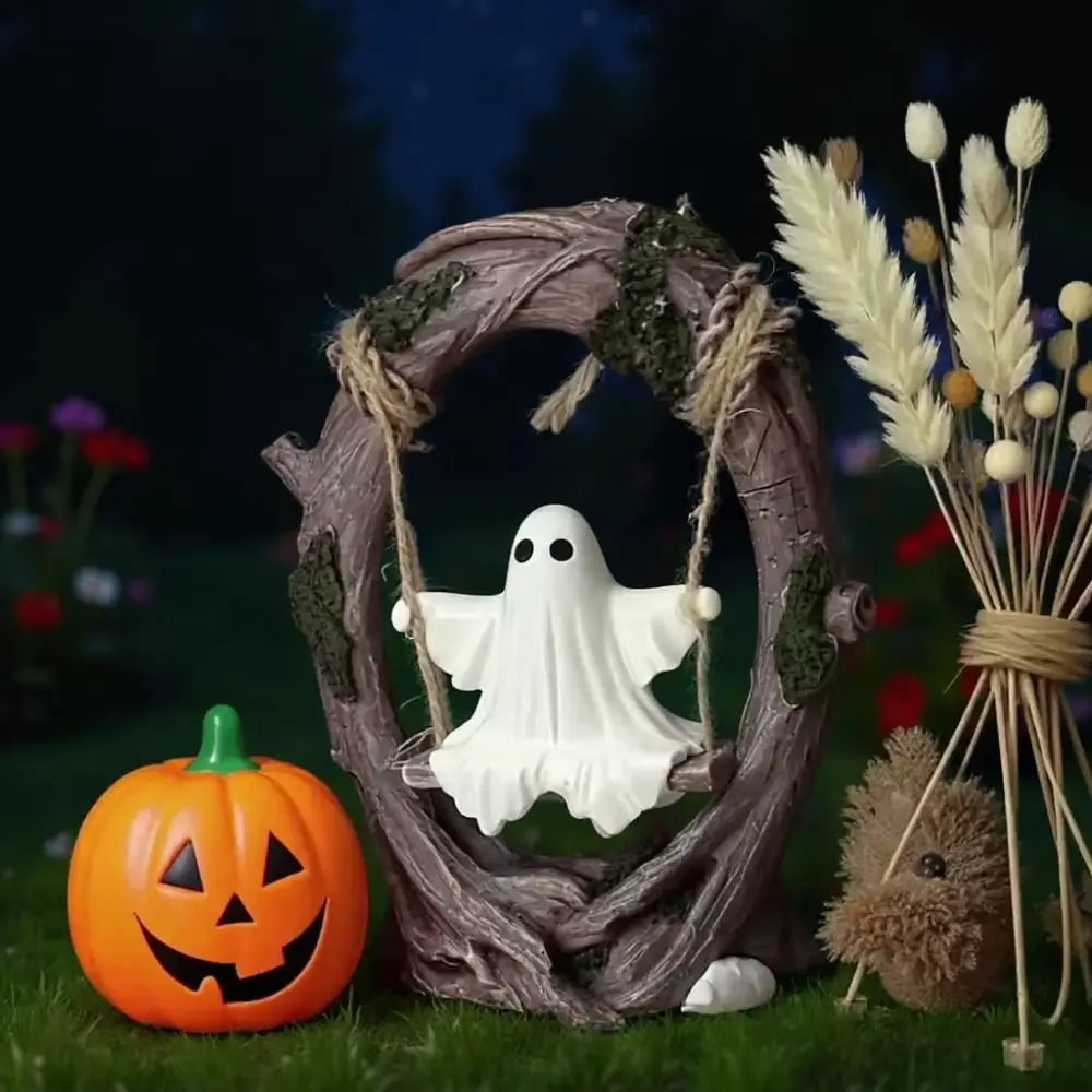 Halloween Themed Halloween Swing Ghost Ornament Handicraft Statue Spooky Ghosts Decor Funny Doll Model