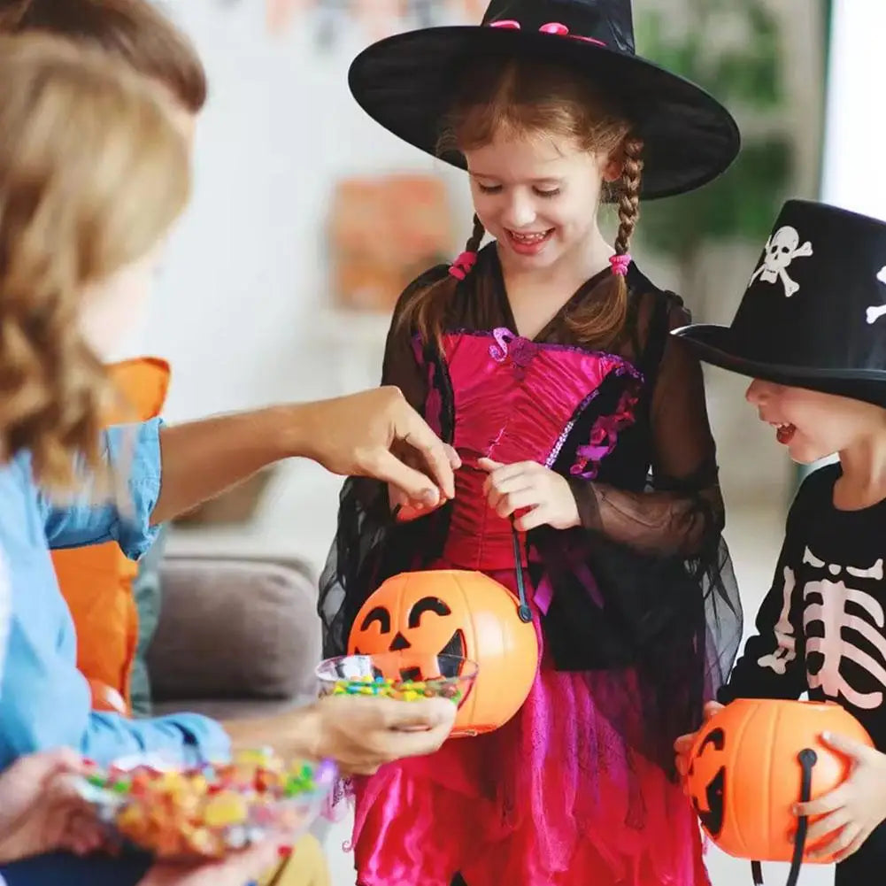 Halloween Pumpkin Treat Pail Portable Jack-O-Lantern Buckets Trick Or Treat Decoration For Kids Halloween Party Favors Room Deco