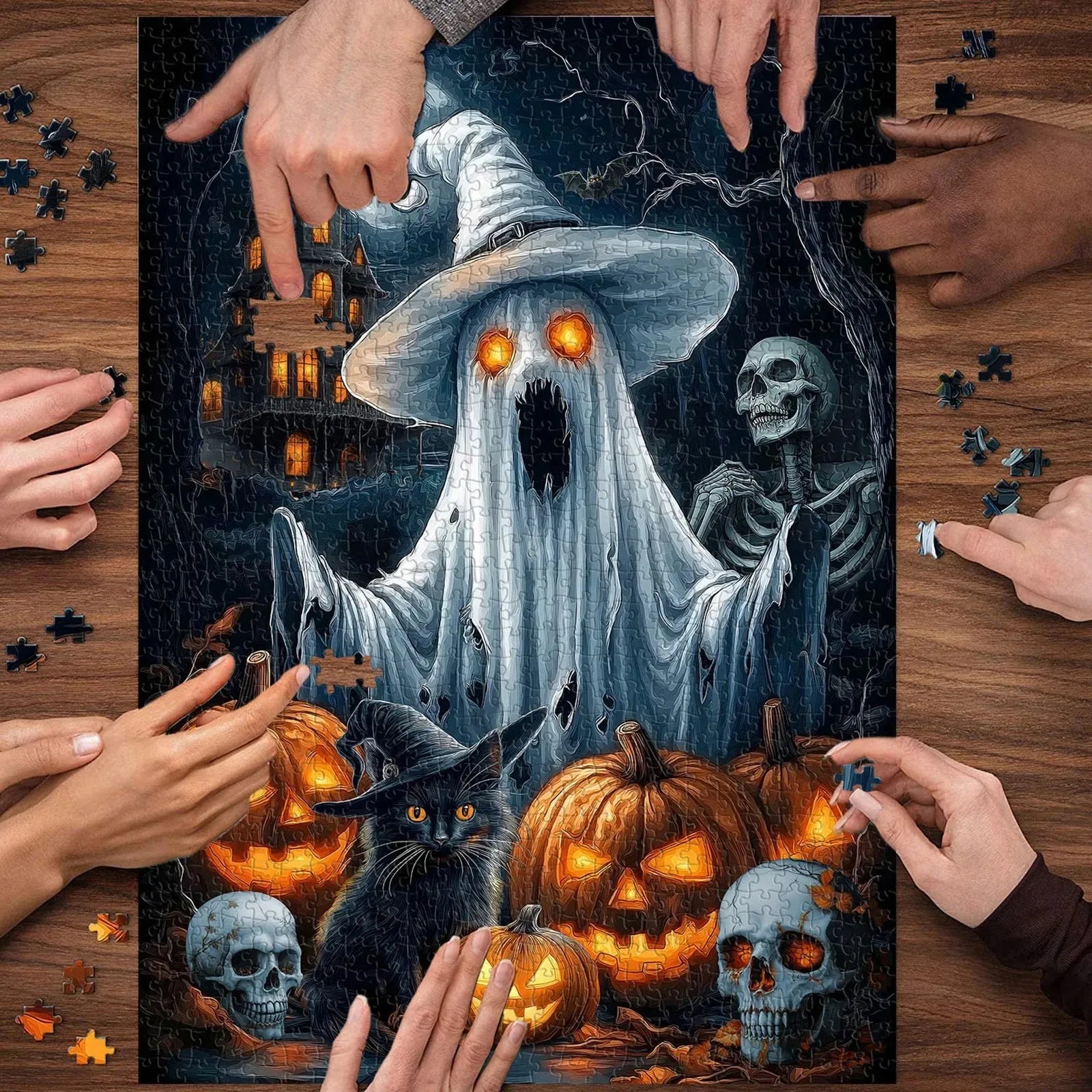 Halloween Puzzles Game For Challenging Holiday Ghost Gothic Game Toy For Adult Family Party Men Women Kids Collectibles, Gift