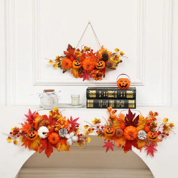 Halloween Decoration Maple Leaf Pumpkin Decorative Pendant Harvest Festival Wall Hanging Props Autumn Fall Decorations