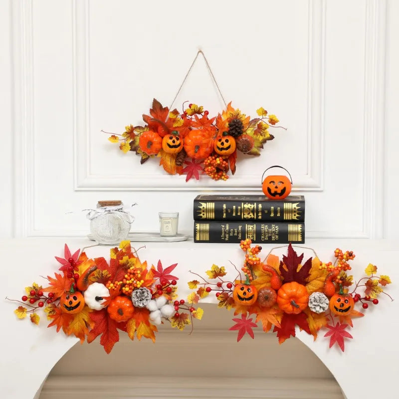 Halloween Decoration Maple Leaf Pumpkin Decorative Pendant Harvest Festival Wall Hanging Props Autumn Fall Decorations
