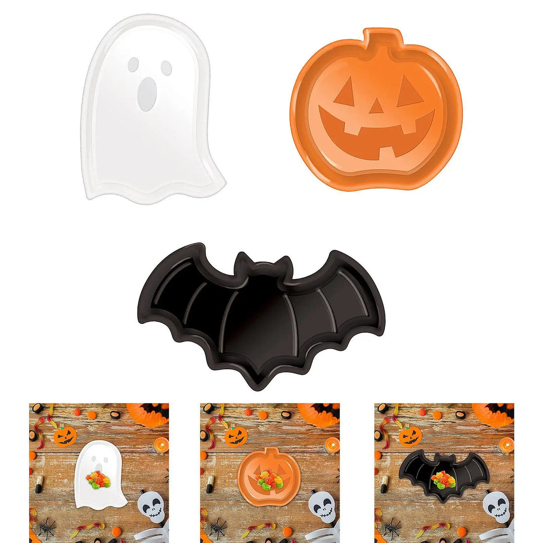 Halloween Serving Tray Table Supplies Halloween Decoration Fruit Bowl Snack Plate for Candy Fruits Snacks Cookies Kitchen