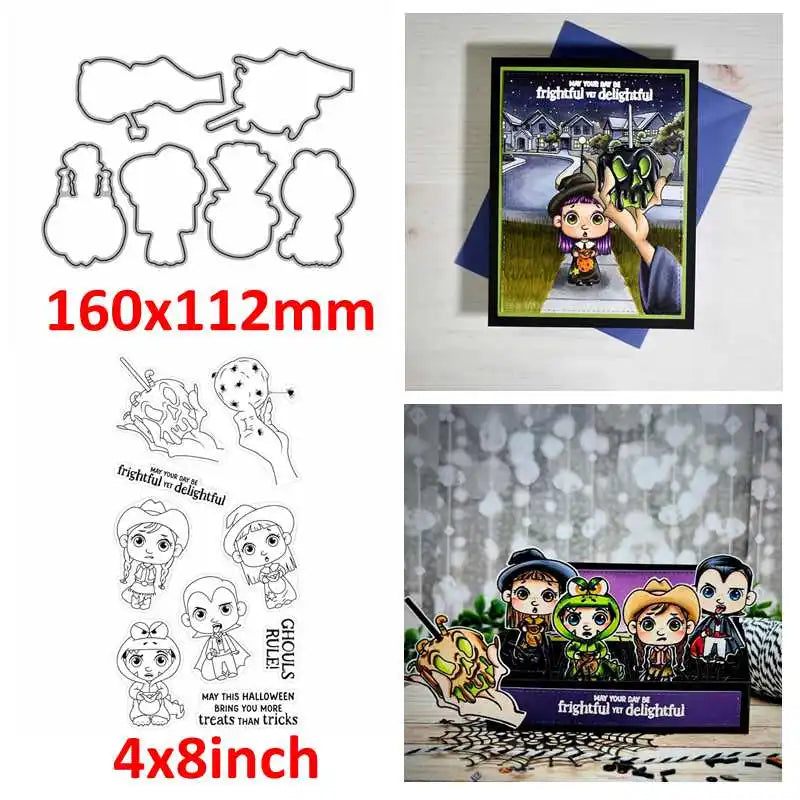 Spooky Tree Tricks No Treats Halloween is Back Metal Cutting Dies/Clear Stamp DIY Card Making Scrapbooking Stencil