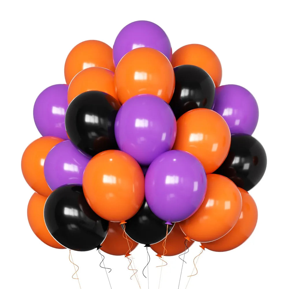 40pcs Halloween Balloons Set 10inch Black and Orange Purple Balloons for Halloween Outdoor Home Yard Backdrop Birthday Party Dec