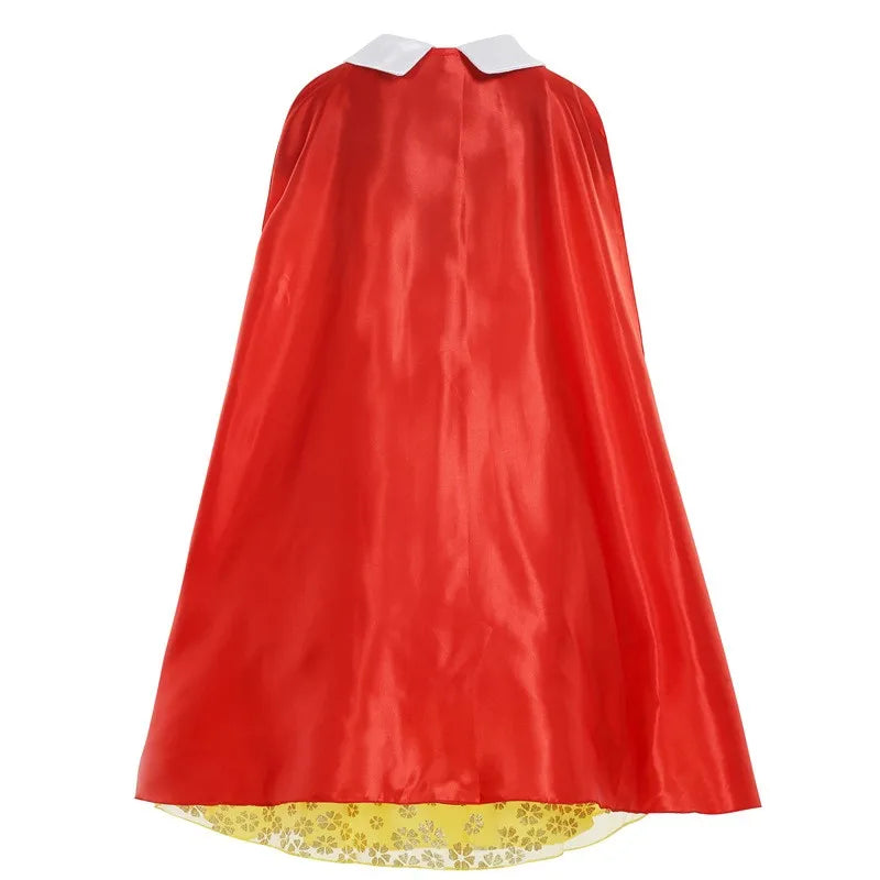 Halloween Costume for Kids New Girls Snow White Vestidos Infantil Menina  Red Cape Mesh Puff Outfits Children's Party Dress