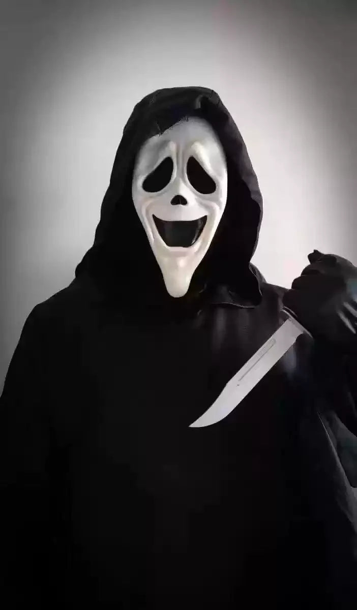 Halloween Ghost Face Mask Horror Death Scream DIY White Shriek Mask Grimace Holiday Dress Up Prank Holiday Halloween Decor Gift