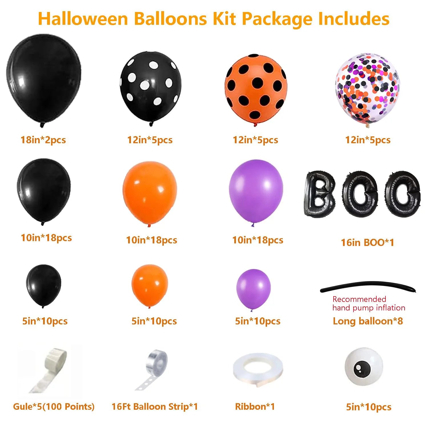 122pcs BOO Halloween Balloon Garland Arch Kit Halloween Theme Party Backdrop Birthday Baby Shower Decoration