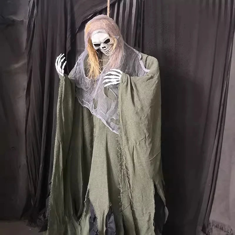Halloween Horror Props, Ghost, Hanging Skull, Sound Sensor, Haunted House, Escape Room